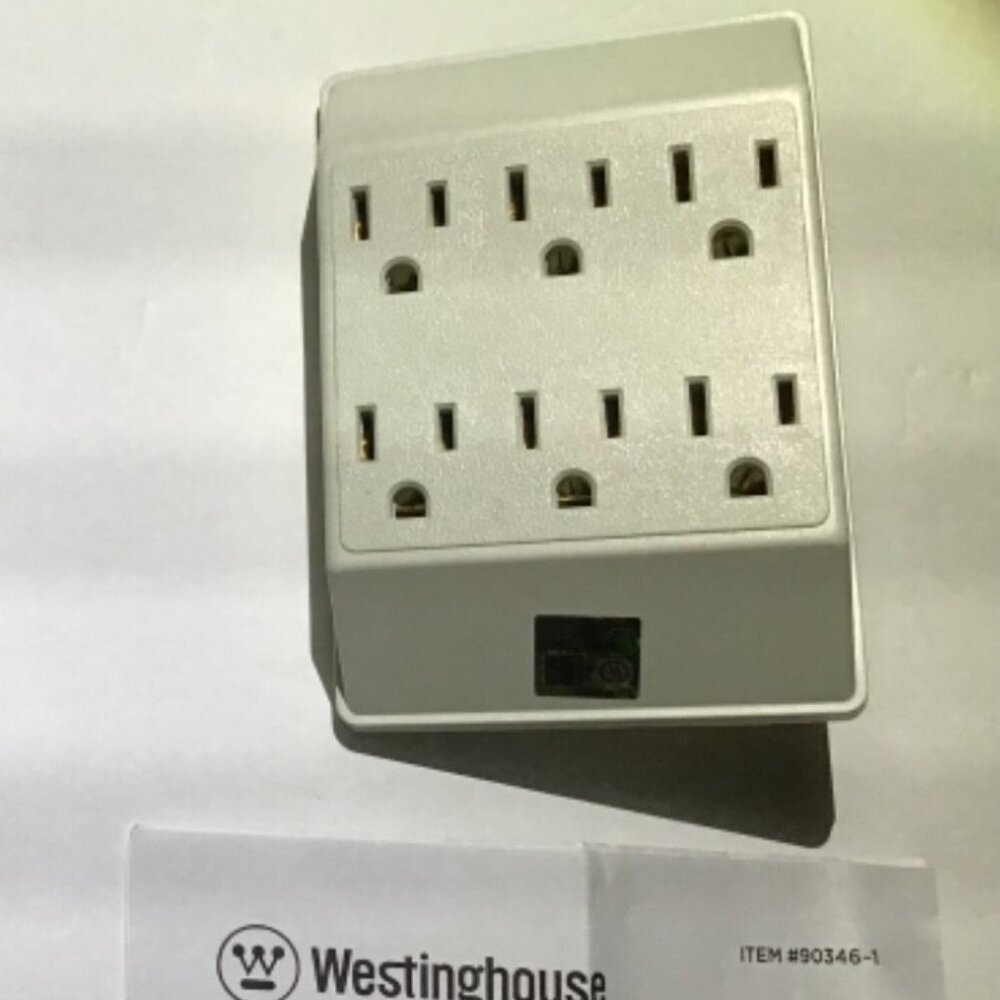 Westinghouse 6 Outlet Adapter Wall Tap with Grounded, White